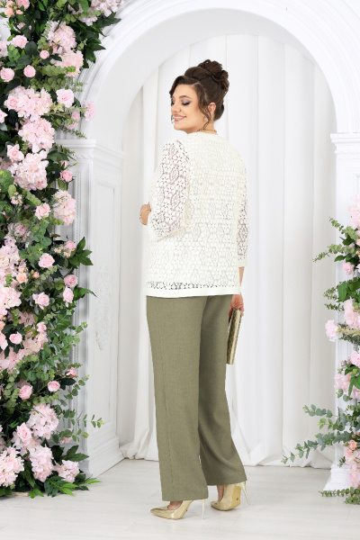 Брюки, жакет, топ Ninele 7518 оливка - фото 9