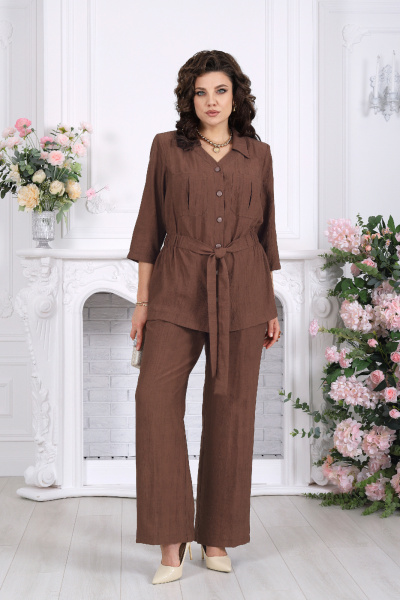 Блуза, брюки Ninele 7520 коричневый - фото 2