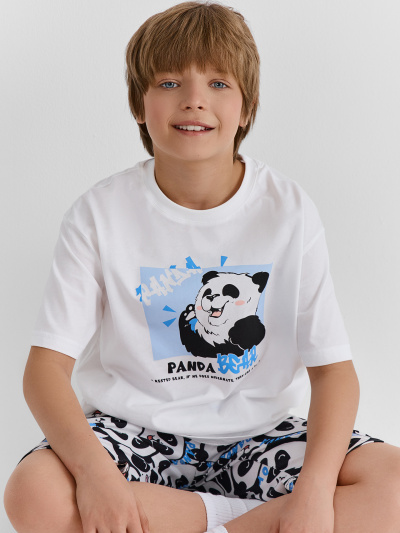Футболка, шорты Mark Formelle 563327/25-40738ПП-0 белый_большие_панды_3_сл_на_пол_3_сл_на_спинке - фото 1