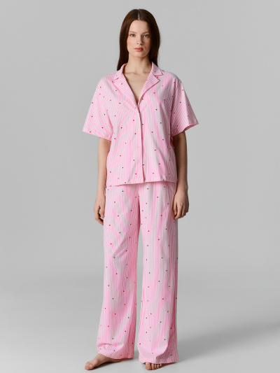 Брюки, рубашка Mark Formelle 592554/25Е-42949ПП-0 красные_сердечки_на_розовой_полоске - фото 1