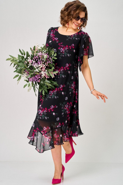 Платье EVA GRANT 7236 черный-фуксия - фото 14