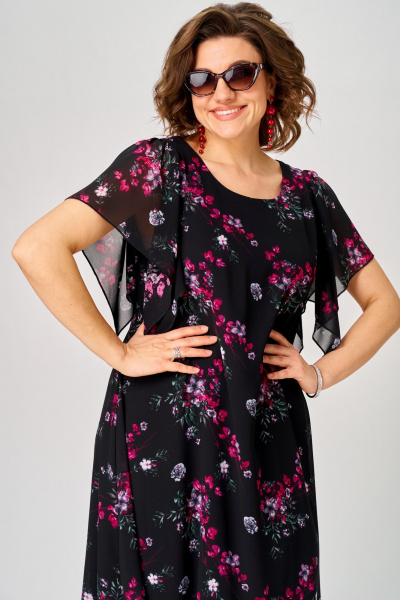 Платье EVA GRANT 7236 черный-фуксия - фото 8