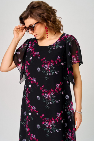 Платье EVA GRANT 7236 черный-фуксия - фото 7