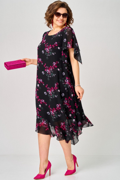 Платье EVA GRANT 7236 черный-фуксия - фото 6