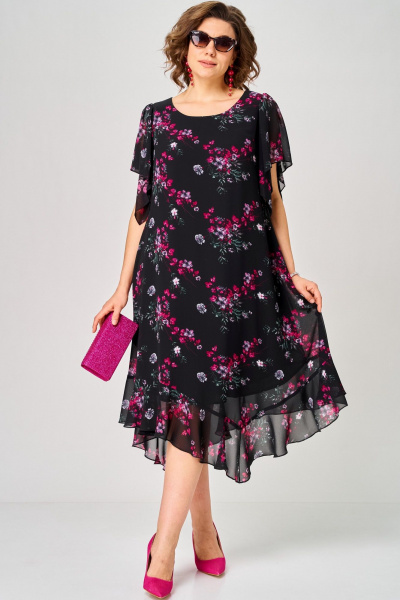 Платье EVA GRANT 7236 черный-фуксия - фото 4