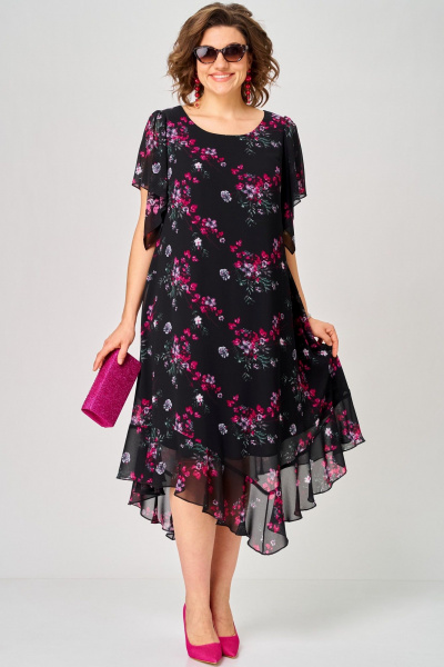 Платье EVA GRANT 7236 черный-фуксия - фото 1