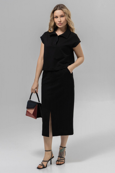Блуза, юбка Romgil РП0133-ХЛ4 черный - фото 6