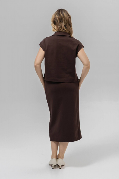 Блуза, юбка Romgil РП0133-ХЛ4 шоколадный - фото 2