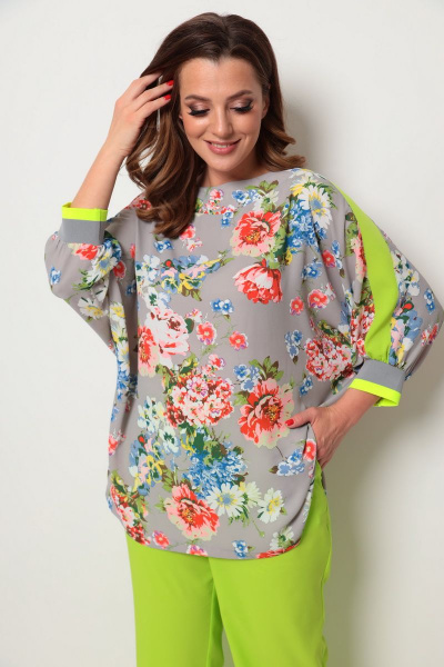 Блуза, брюки Michel chic 1244 салатовый - фото 3