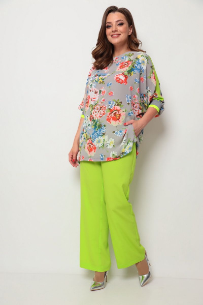 Блуза, брюки Michel chic 1244 салатовый - фото 1
