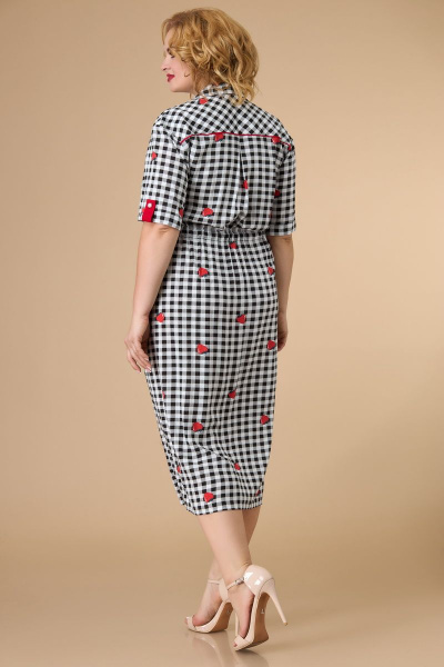 Платье прямого силуэта с отрезной кокеткой и карманами Svetlana-Style 1592 черный+красный - фото 2