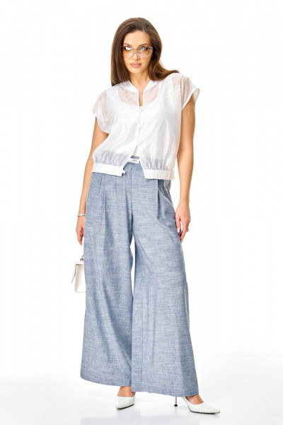 Брюки, бомбер, топ Karina deLux M-1436 голубой+белый - фото 2