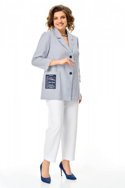 Брюки, жакет Karina deLux M-1444 голубой+белый - фото 3