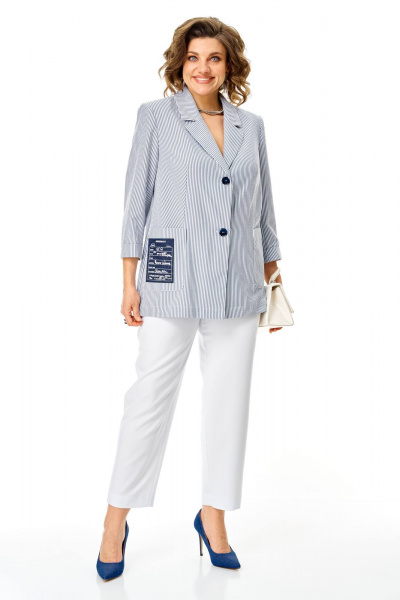 Брюки, жакет Karina deLux M-1444 голубой+белый - фото 2