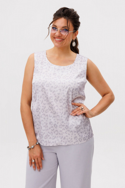 Брюки, жакет, топ Anelli 1672 сиреневый лео - фото 5