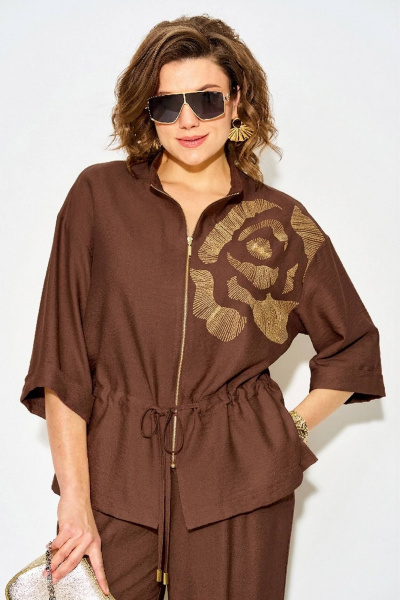 Блуза, брюки Liliana 1527 шоколад - фото 2