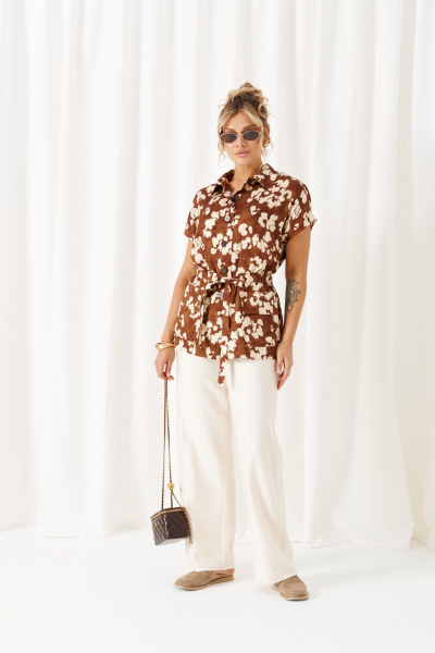 Брюки, жакет, топ Beautiful&Free 6453 молочно-коричневый - фото 1