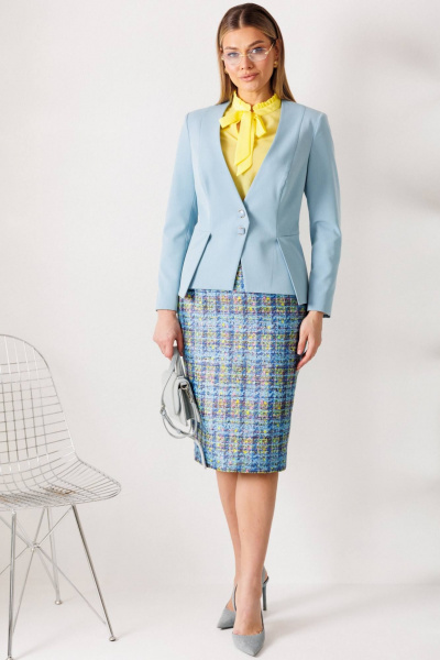 Блуза, жакет, юбка Мода Юрс 26-2811 голубой_желтый - фото 1