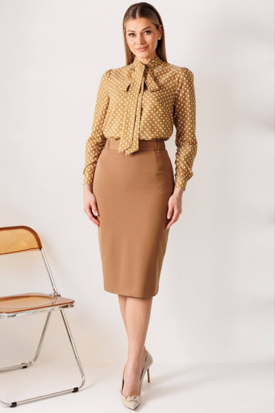 Блуза, жакет, юбка Мода Юрс 26-2808 кэмел - фото 6