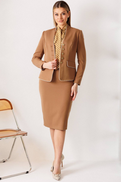 Блуза, жакет, юбка Мода Юрс 26-2808 кэмел - фото 4