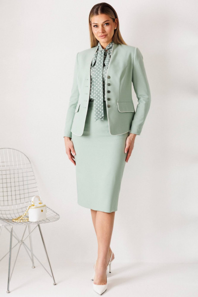Блуза, жакет, юбка Мода Юрс 26-2808 ментол - фото 7