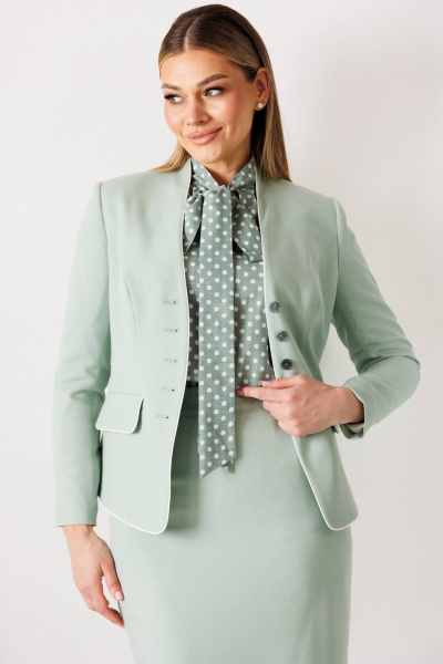 Блуза, жакет, юбка Мода Юрс 26-2808 ментол - фото 6