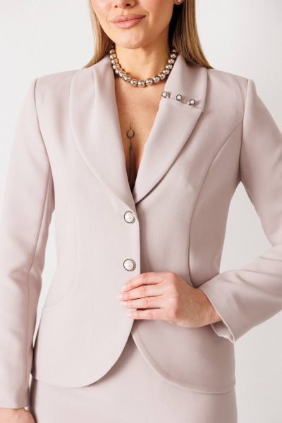 Жакет, юбка Мода Юрс 25-2942 серо-бежевый - фото 4