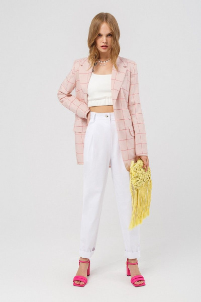 Брюки, жакет PiRS 3365 розовая_клетка-белый - фото 4