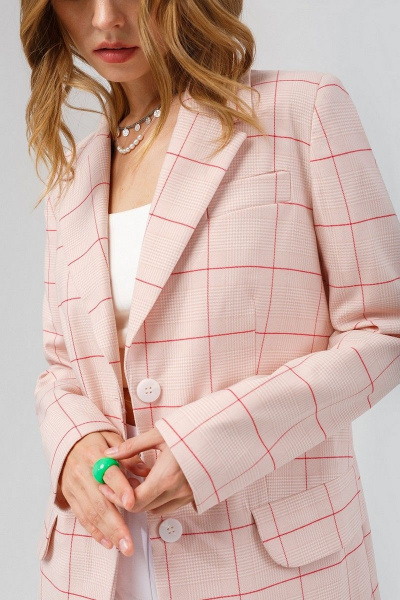 Брюки, жакет PiRS 3365 розовая_клетка-белый - фото 3