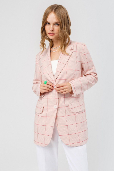 Брюки, жакет PiRS 3365 розовая_клетка-белый - фото 2
