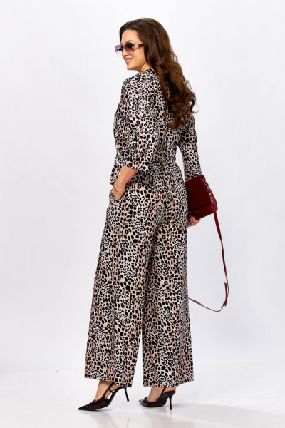 Блуза, брюки Taita plus 2615/2 леопард_черный+ клевер - фото 8