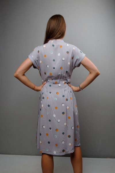 Платье полуприлегающего силуэта с карманами Mita ЖМ1038 серый_фон-горох - фото 3