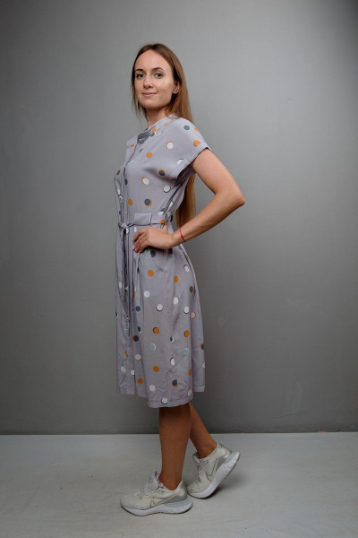 Платье полуприлегающего силуэта с карманами Mita ЖМ1038 серый_фон-горох - фото 2