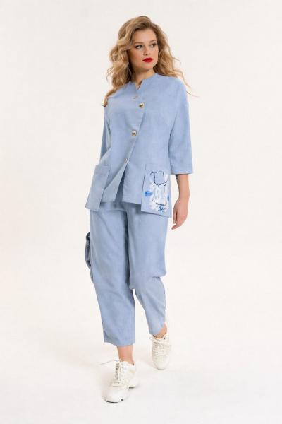 Брюки, жакет Anastasia 1202 серо-голубой - фото 3