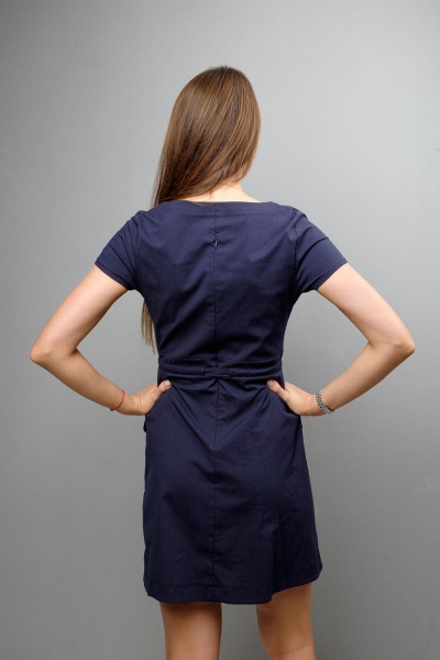 Платье отрезное по линии талии с воланами Mita ЖМ1045 синий - фото 3