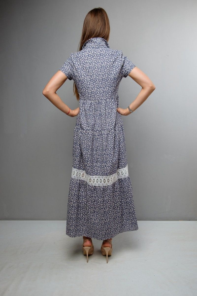 Платье летнее с воланами, отрезное по линии талии, двухцветное Mita ЖМ1047 цветы - фото 5