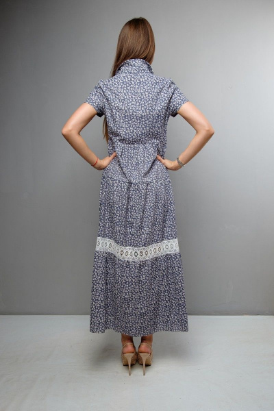 Платье летнее с воланами, отрезное по линии талии, двухцветное Mita ЖМ1047 цветы - фото 4