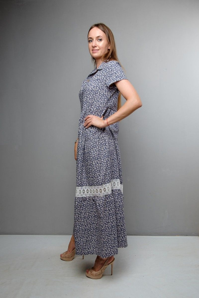 Платье летнее с воланами, отрезное по линии талии, двухцветное Mita ЖМ1047 цветы - фото 2