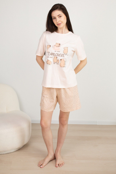 Майка, шорты Купалинка 38004G.158-164 пудровый,набивка - фото 1