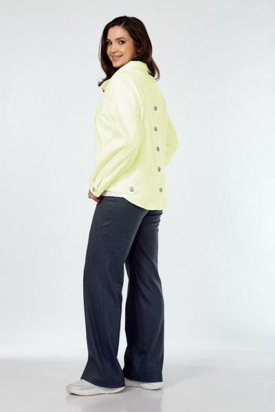 Брюки, жакет, футболка Милора-стиль 1319 джинс+лимонный - фото 2