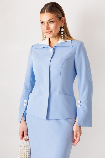 Жакет, юбка Мода Юрс 26-2971 голубой - фото 3