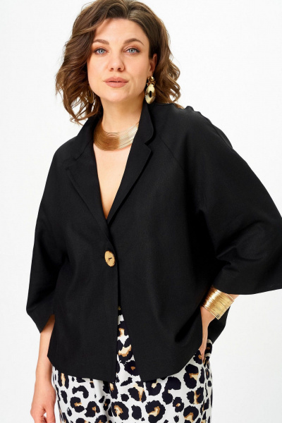 Брюки, жакет SOVA 11332 черный -леопард - фото 9