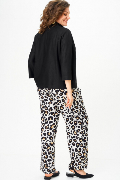 Брюки, жакет SOVA 11332 черный -леопард - фото 7