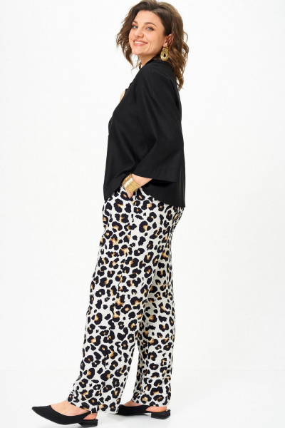 Брюки, жакет SOVA 11332 черный -леопард - фото 6