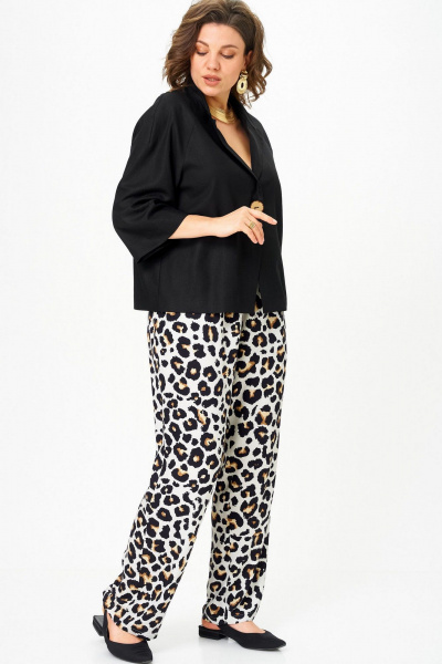 Брюки, жакет SOVA 11332 черный -леопард - фото 4
