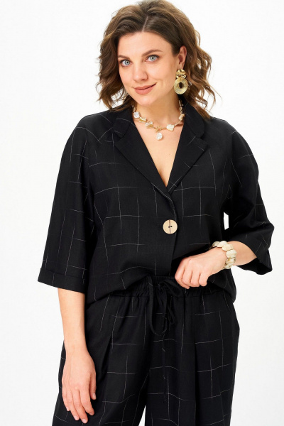 Брюки, жакет SOVA 11333 черный_клетка - фото 7