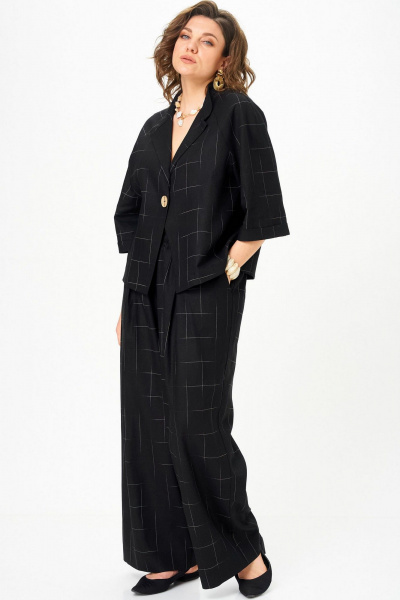 Брюки, жакет SOVA 11333 черный_клетка - фото 2