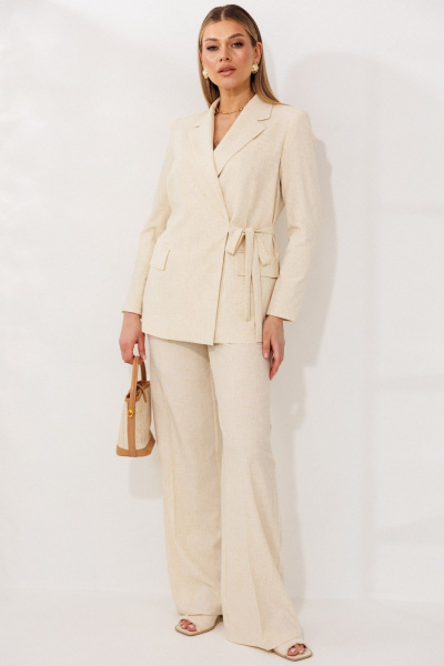 Брюки, жакет Мода Юрс 26-2669 ваниль - фото 7