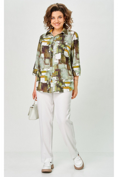 Блуза БелЭльСтиль 877-3_26_22 зеленый_дизайн - фото 5