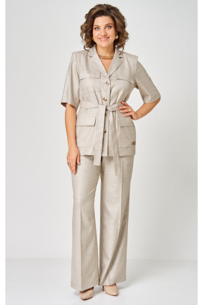 Брюки, жакет БелЭльСтиль 837-3_16_22+601-3_08_22 бежевый - фото 3